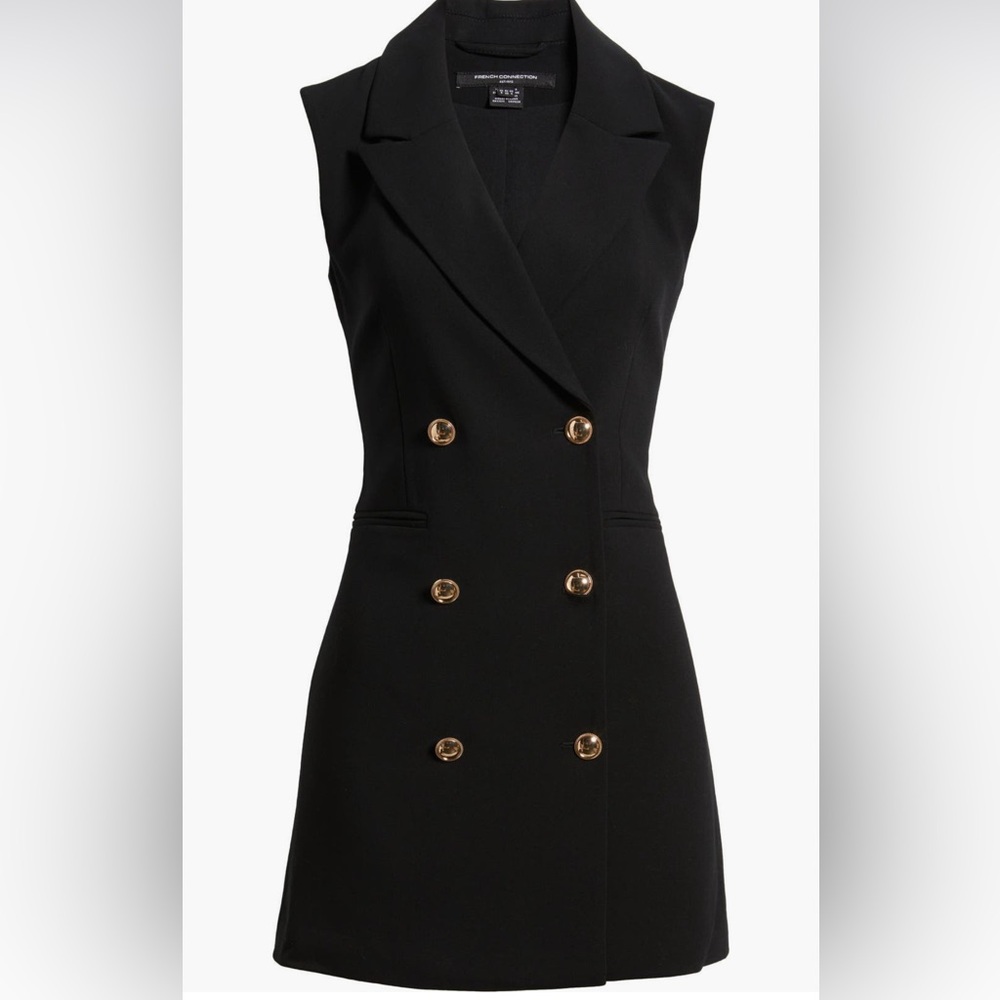 French Connection Black Whisper Sleeveless Blazer Dress XXS/2 size